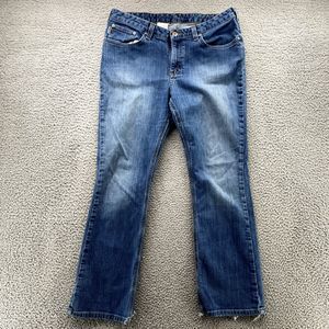Carhartt Pants Adult 33x29 Blue Denim Straight Boot Cut Distressed Jeans Women's